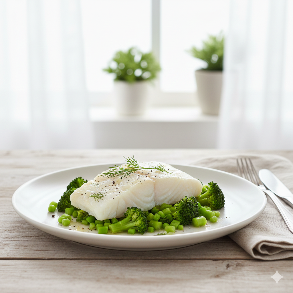 Geduenstetes Dorschfilet Mit Brokkoli