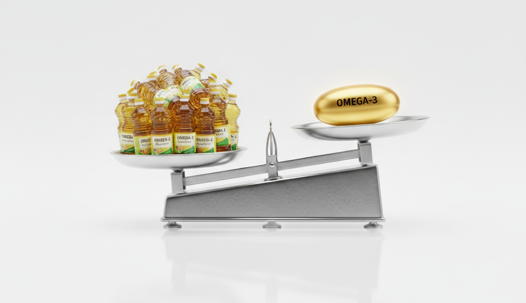 Infografik Omega-6 zu Omega-3 Verhältnis bei Entzündungsprozessen