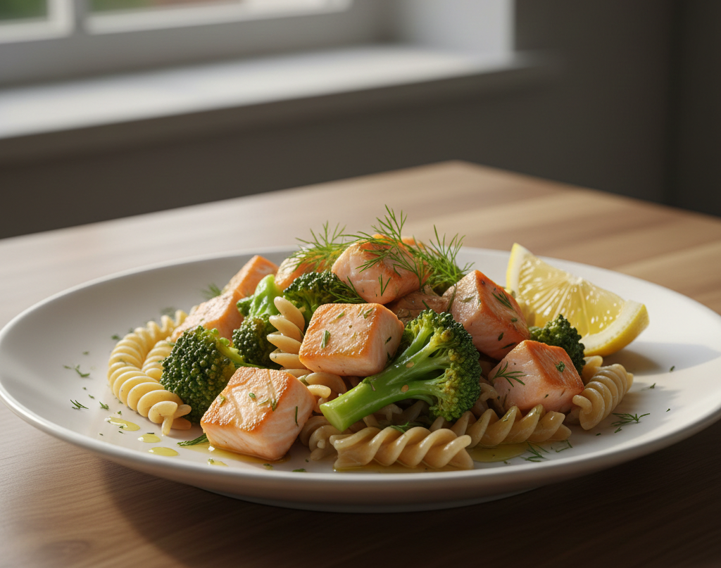 Dinkel-Spirelli mit Brokkoli & frischem Bio-Lachs